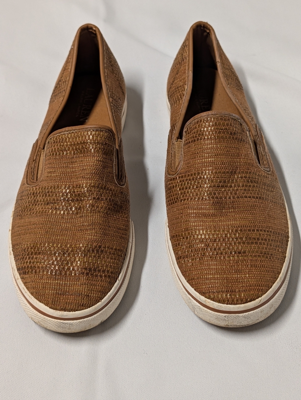 Lauren Ralph Lauren Women's Tan Woven Slip-On Sneakers Size 9